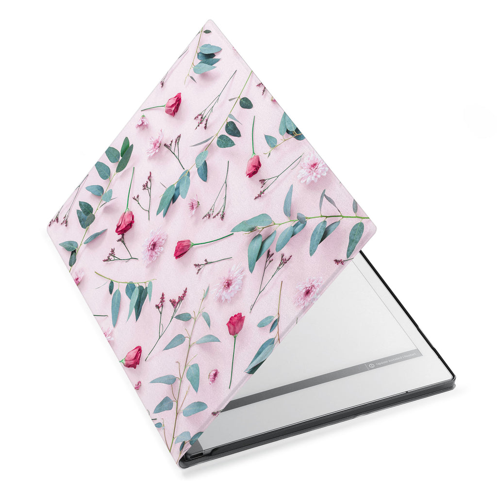 The Personalized VistaCase reMarkable Pen Holder CasewithFlat Flower 2 design adds a touch of elegance to your device.