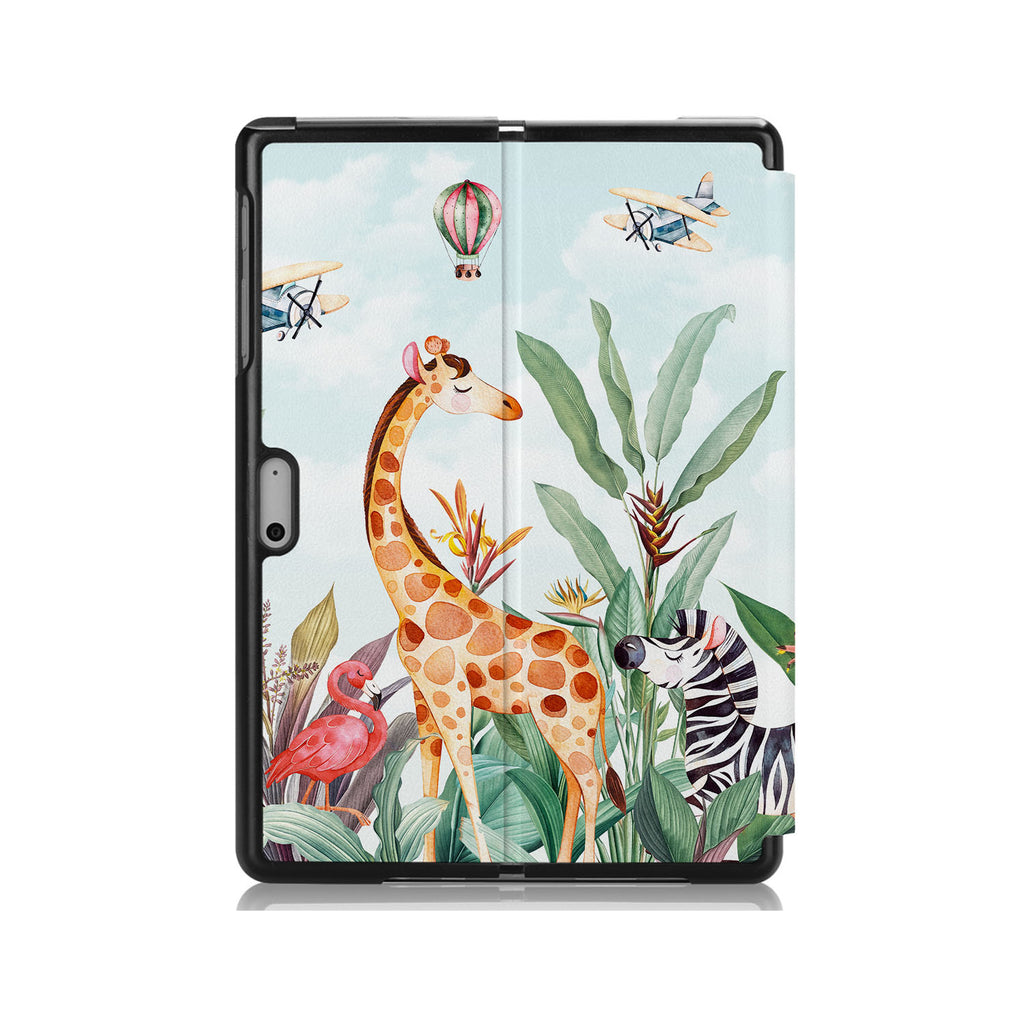the back side of Personalized Microsoft Surface Pro and Go Case with Rainforest Animals design