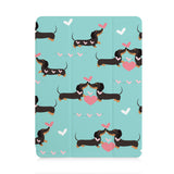 front view of personalized iPad case with pencil holder and Lovely Dog design