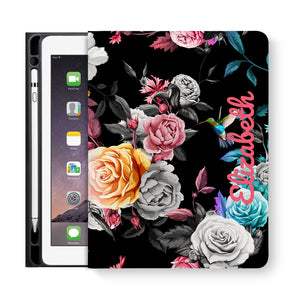 iPad Folio Case - Black Flower