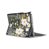 the back side of Personalized Microsoft Surface Pro and Go Case in Movie Stand View with Flower Painting design - swap