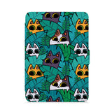 front view of personalized kindle paperwhite case with Sushi Cats design