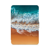 front view of personalized kindle paperwhite case with Sea Waves design