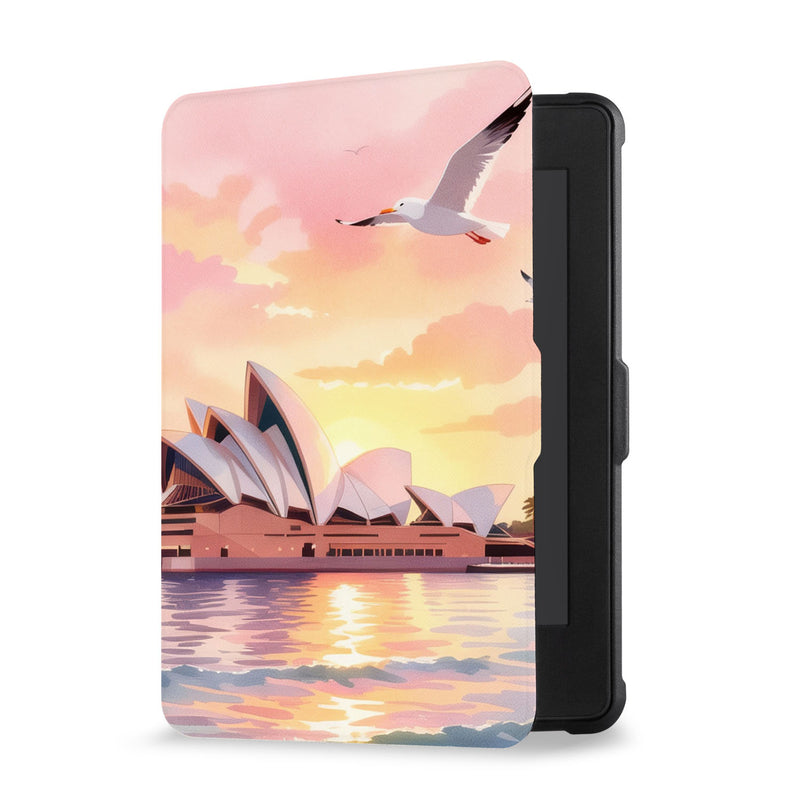 Opens and closes just like a book to wake your Kindle or put it to sleep kindle case with Australia Oil Painting design