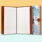 the front top view of midori style traveler's notebook with Bird design