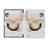 the whole front and back view of personalized kindle case paperwhite case with Marble Flower design