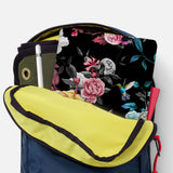 iPad SeeThru Casd with Black Flower Design has Secure closure