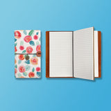 the front top view of midori style traveler's notebook with Rose design